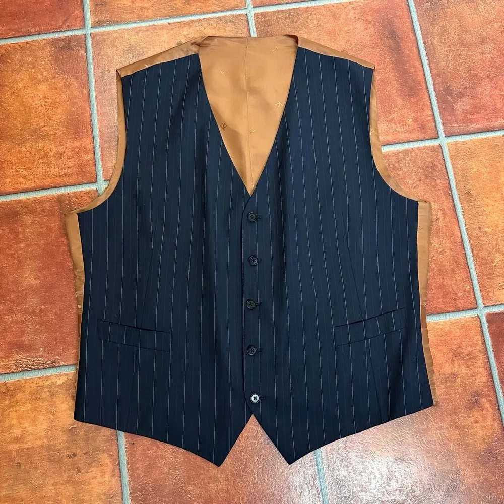 Isaia 3XL Virgin Wool Pinstripe Vest